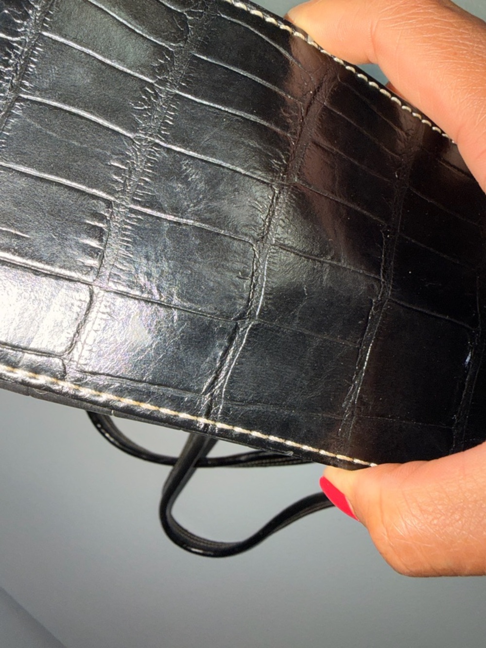 Liz Claiborne Black Croc-Embossed Shoulder Tote - Picture 5 of 16